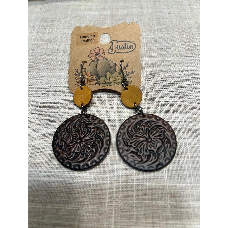 Justin Genuine Leather Earrings Southwestern New